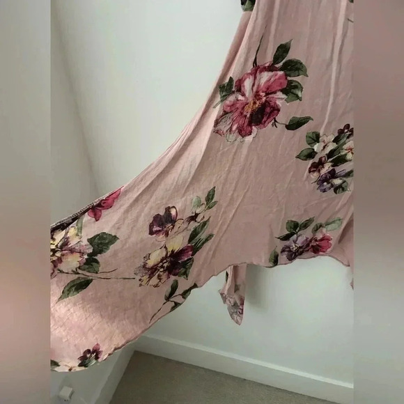 Made in Italy linen floral tunic top open side - Picture 3 of 12